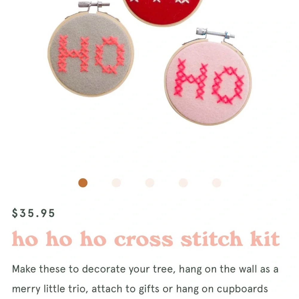 6/$20 Cotton Clara Cross-Stitch Kit - 3 Small Hoops 